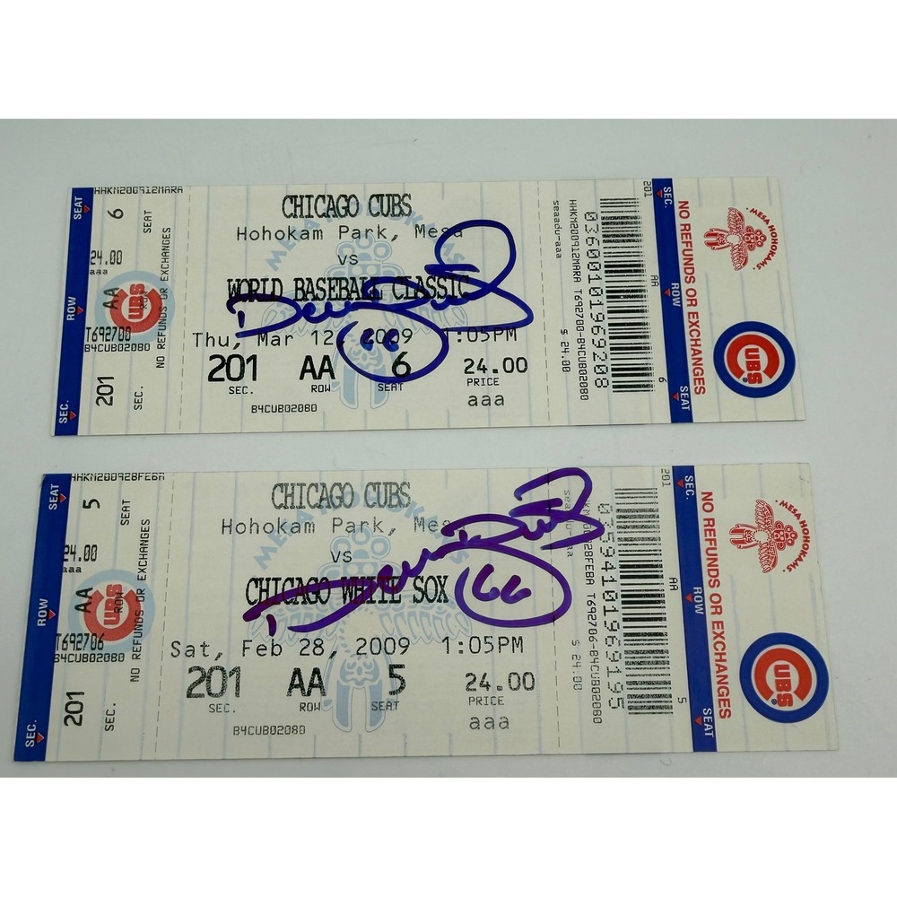 2009 Chicago Cubs Spring Training Signed Tickets Doug Deeds WBC Japan White Sox